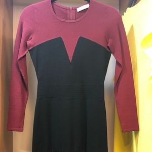 Sandro Maroon and Black fitted dress